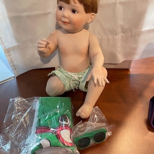 Porcelain Baby Boy “Cool as a Cucumber” Doll by Ashton-Drake Galleries