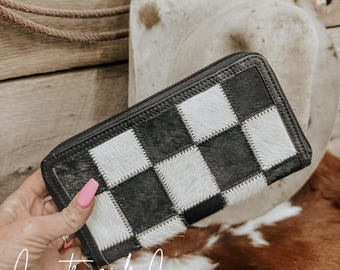 Stockyard Checkered Cowhide Wallet by Countryside Co.