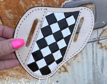 Checkered Leather Knife Sheath