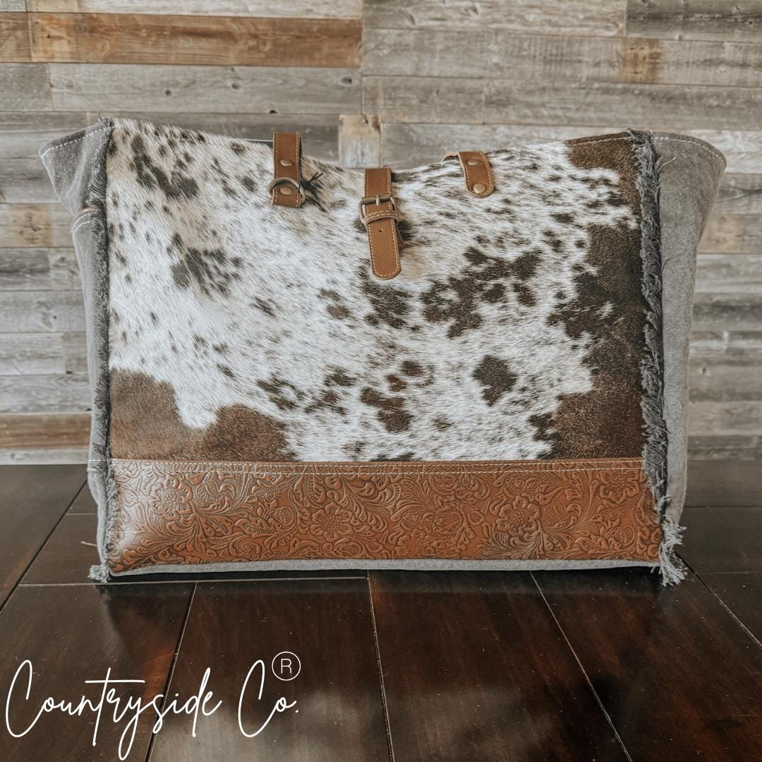 Dillon Cowhide and Leather Weekender Bag