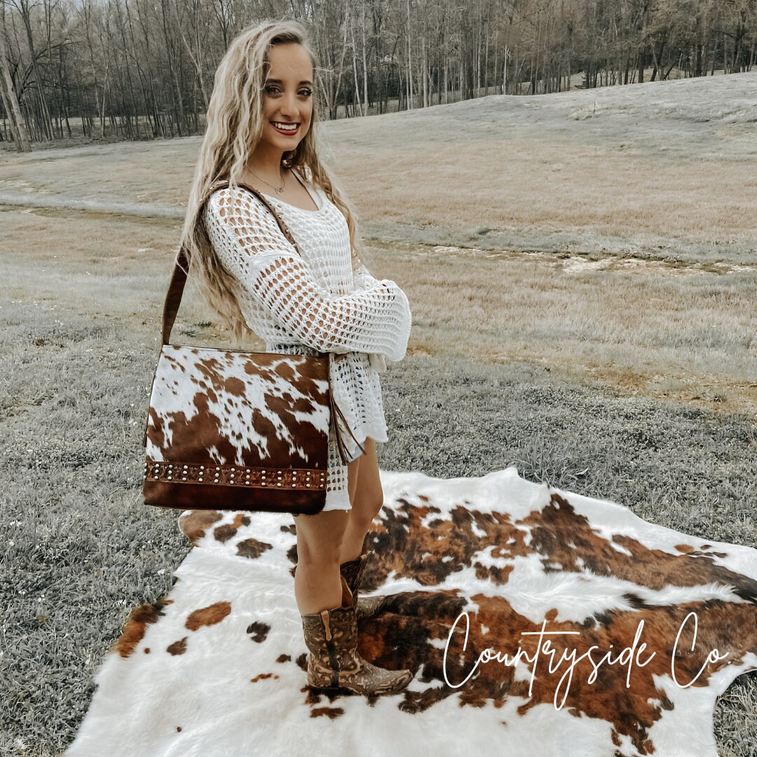 Callie Women's Cowhide Checkered Fringed Purse main image 1