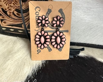 Pink Flower Dangle Earrings