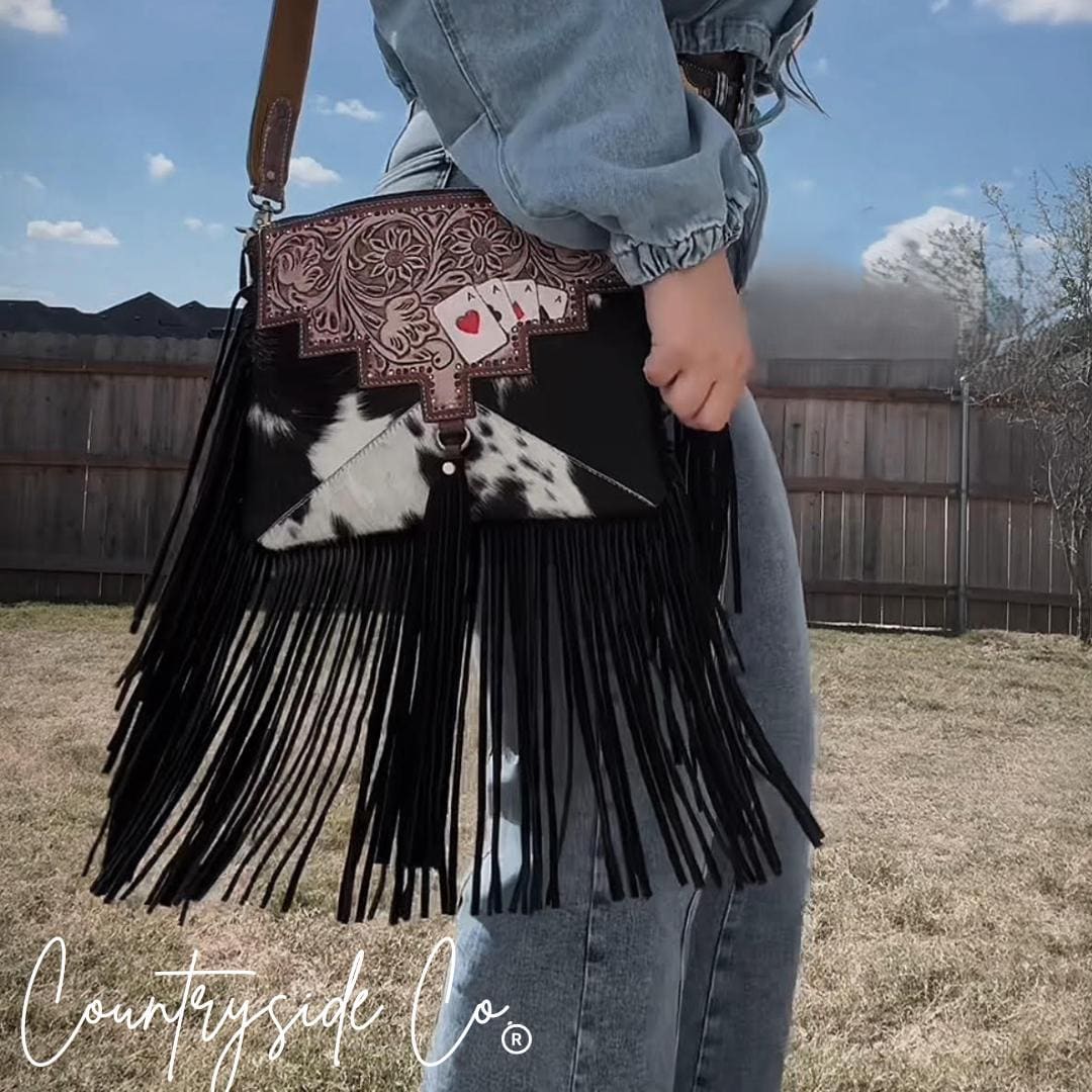 Cowhide Fringe Purse