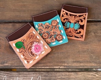 Tooled Leather Credit Card Holder
