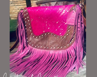 Malibu Pink Cowhide Fringe Purse Limited Edition by Countryside Co.