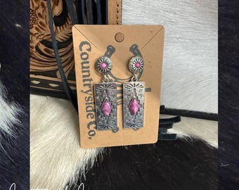 Roze Azteekse hangoorbellen