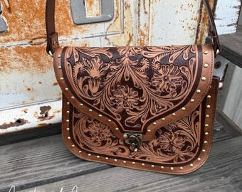 Western Legacy Tooled Leather Concealed Carry Handbag