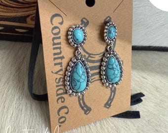 Turquoise hangoorbellen Margot