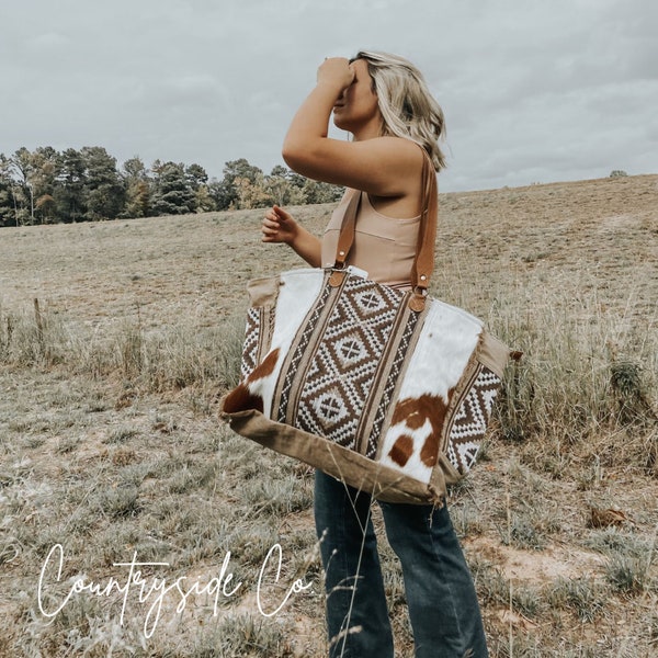 Elisa Cowhide Weekender Bag