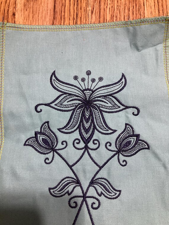 Machine embroidered appliqué patch green material… - image 9