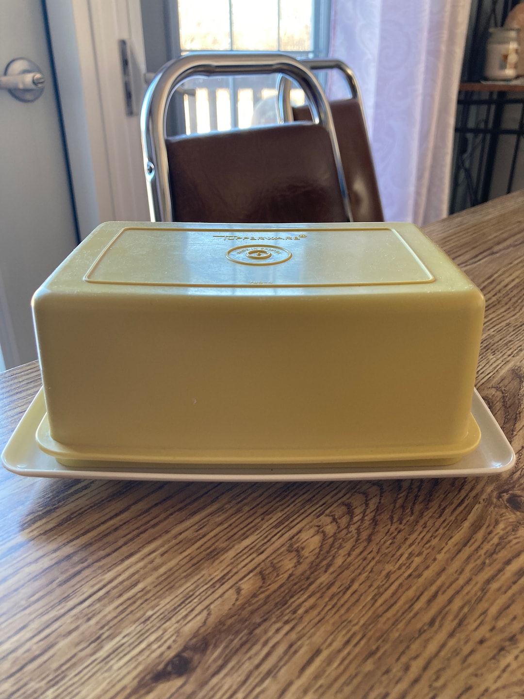 Vintage Tupperware Butter Dish Keeper With Lid Harvest Gold Lid Cream