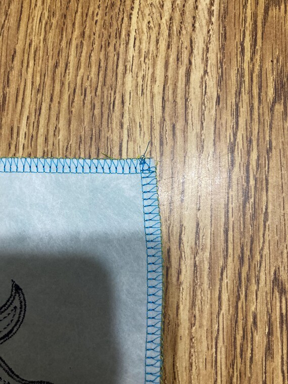 Machine embroidered appliqué patch green material… - image 4