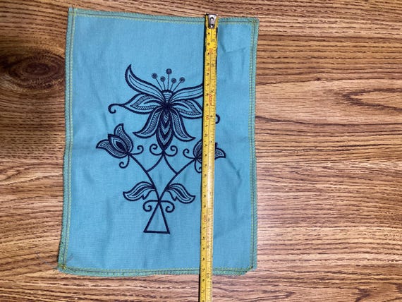 Machine embroidered appliqué patch green material… - image 5