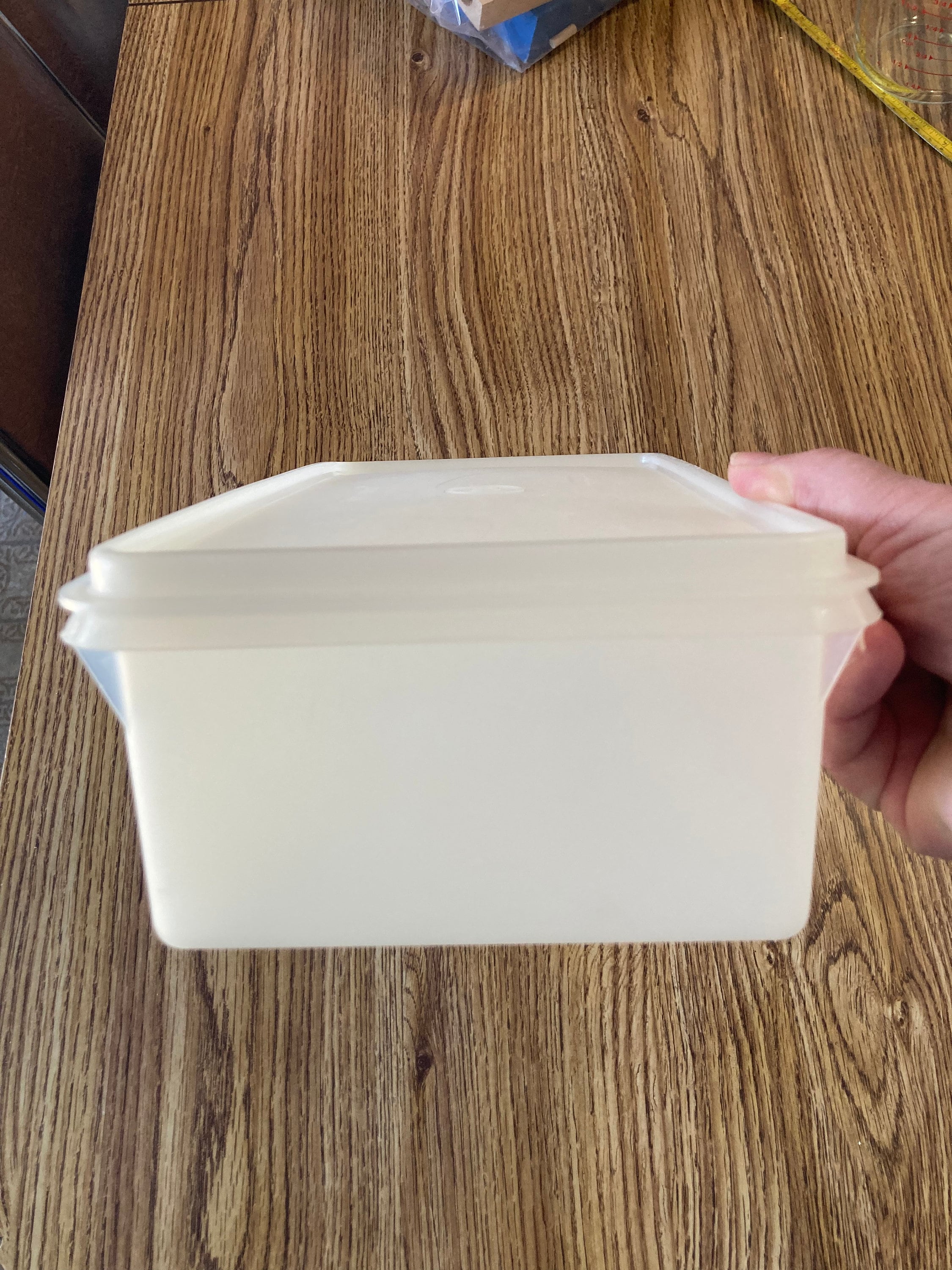 Vintage White/clear Tupperware Storage Container With Lid Rectangular