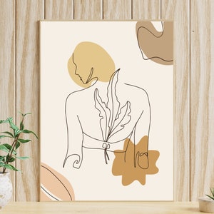 Minimalist Woman Body Line Art Female Back Print Digital Download Hanging Home Decor Printable Wall Art