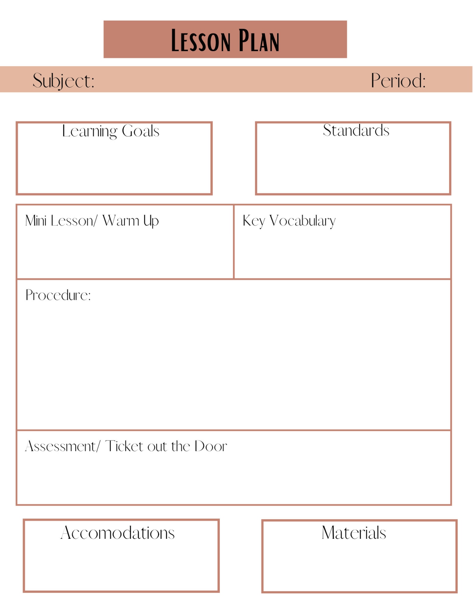 Lesson Plan Template - Etsy UK
