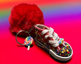 Bedazzled Handmade Converse Shoe Keychain – Lollipop