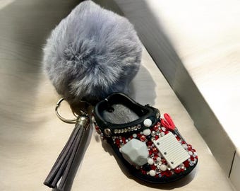 Bedazzled Handmade Croc Keychain for School Grads