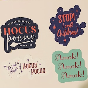 Autocollants Hocus Pocus, autocollants faits à la main, dictons de film, autocollant Halloween, décalque d'Halloween, décalque Hocus Pocus, sorcières, sœurs Sanderson