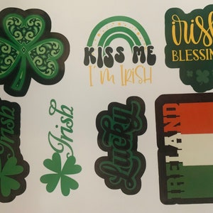 Stickers Saint-Patrick, stickers faits main, dictons irlandais, sticker Irlande, sticker irlandais, sticker Irlande, St Patty's Day, porte-bonheur, jeu d'autocollants