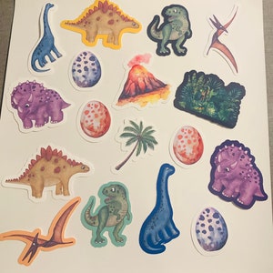 Pegatinas de dinosaurio - pegatinas hechas a mano - pegatinas lindas - elaboración - calcomanía de dinosaurio - conjunto de pegatinas