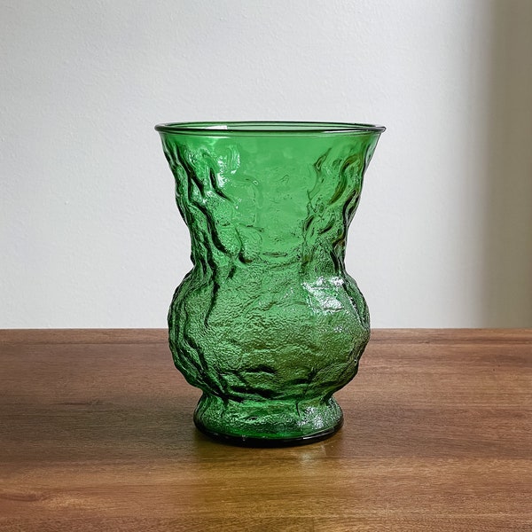 E. O. Brody Co. Cleveland Ohio USA Crinkle Emerald Green Glass Vase