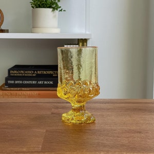 Vintage Tiffin Franciscan Madeira Cornsilk Yellow Goblet, Wine Glass, Toothpick Holder, Cotton Swabs Holder