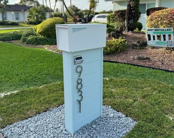 Modern Key West Mailbox – Composite, Floating Address Numbers, Solar Light