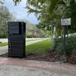 PRESTIGE MAILBOX Modern Mailbox with House Numbers, Custom Mailbox For Your Home Curb’s Appeal, Sleek Black Modern Midcentury Wall Mailbox