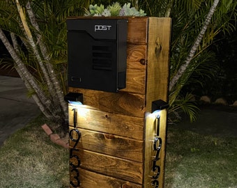 Modern Mailbox With Succulent & Mailboxes Post Numbers, Custom Mailbox For Your Home Curb’s Appeal, Antique Mailbox - Mailbox-Post-Black