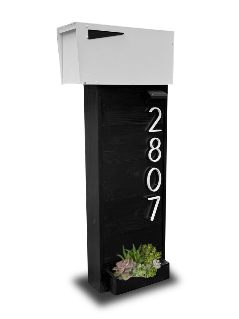 SUCCULENT SLEEK Mailbox Modern Mailbox With Succulent & Mailbox Post