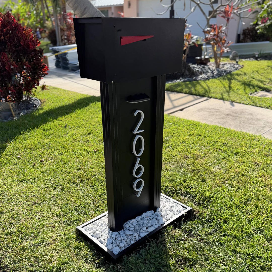 Aluma Modern Mailbox – Rust-proof Aluminum With Solar LED Numbers - Etsy