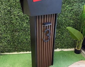 Modern Vertical Mailbox with Solar LED Numbers