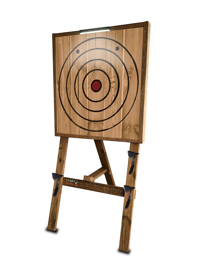 Axe Throwing Set Wood Backboard and 3 Throwing Axes for Outdoor Indoor