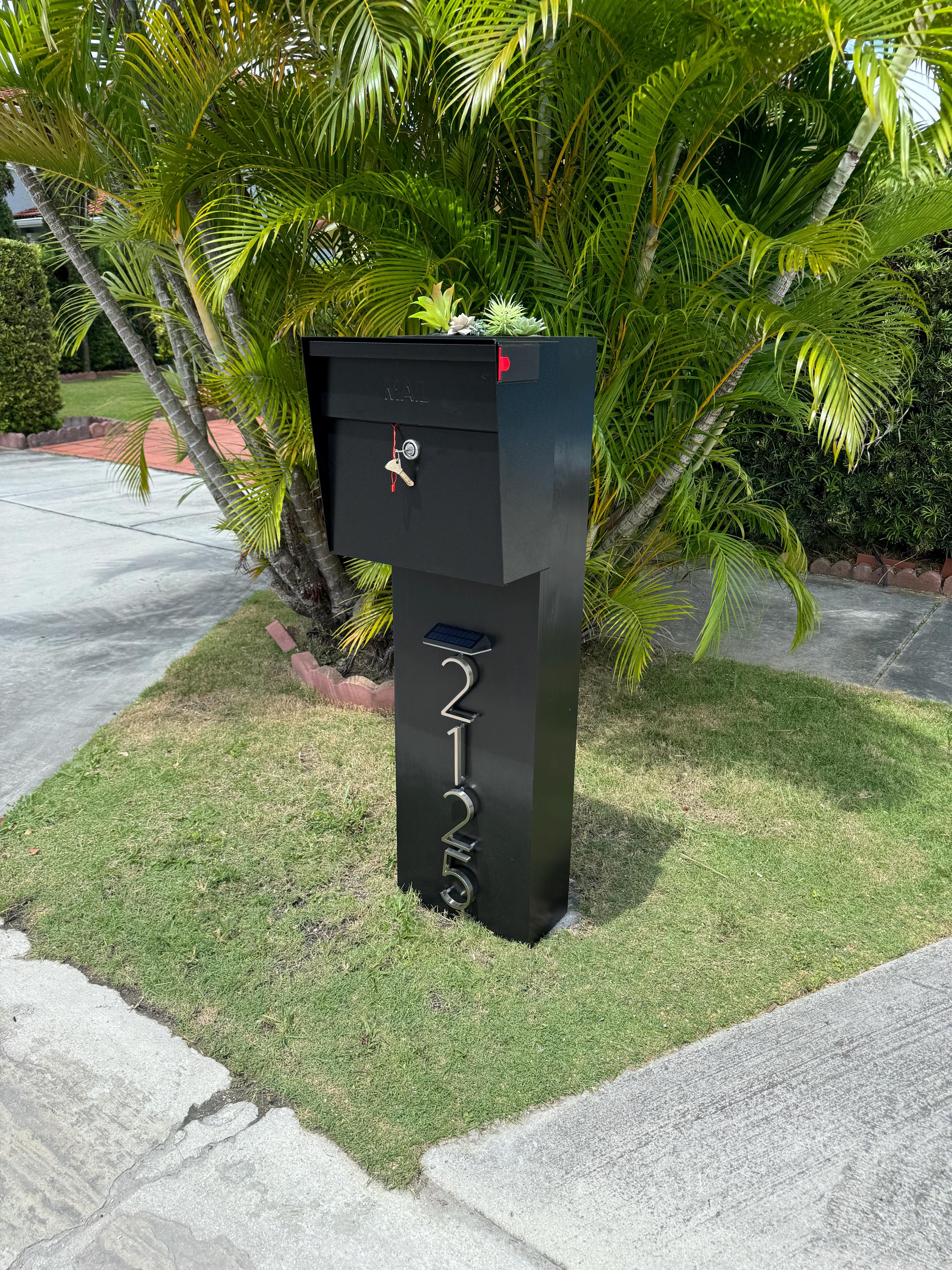 AGAVE POST Modern Mailbox With Succulent & Mailboxes Post Numbers,Custom Mailbox For Your Home Curb’s Appeal, Antique Mailbox