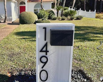 Modern Mailbox with House Numbers – Concrete Look, Custom Curb Appeal