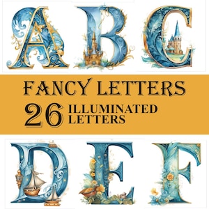 Illuminated Letters Clipart Bundle 26 English Alphabet Clipart Pink Floral Letters PNG Card Clipart | Commercial Use Clipart Transparent