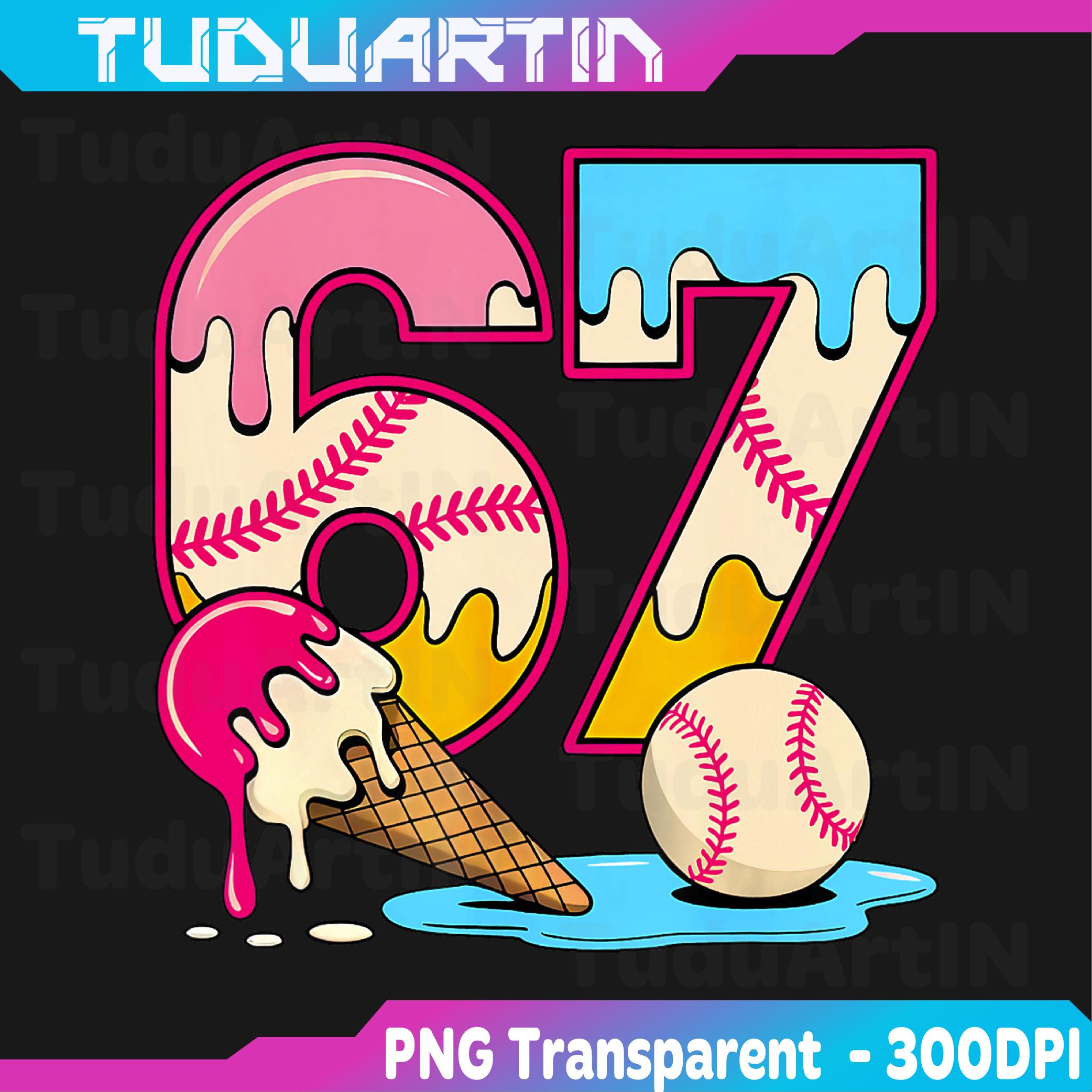 67 Ice Cream Drip Meme Funny Six Seven Gen Alpha Slang Png, Drip