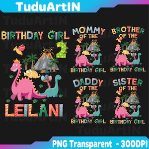 Personalized Dinosaur Family Birthday Png,Family Birthday Girl Png, Dinosaur Birthday Png,Party Girl Png,Cute Dinosaur Png, Digital Download