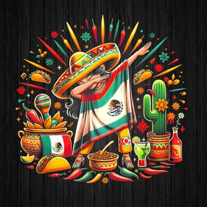 ALLEEN PNG Funny Dabbing Mexicaanse Poncho Sombrero Cinco de Mayo Girl Boy Png, Cinco De Mayo Cute Png, Digitale Download