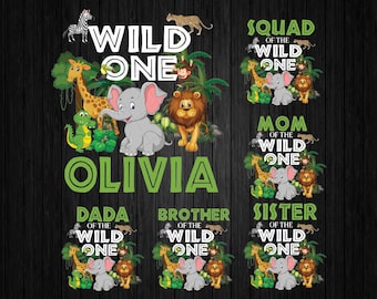 Personalized NameWild One Birthday Boy, Wild One Family Matching Png, Wild One Safari Birthday Png, Birthday Safari Jungle Animal