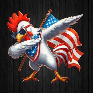 NUR PNG Dabbing Chicken Rooster Sonnenbrille Png, 4. Juli amerikanische Flagge Png, Unabhängigkeitstag Png, digitaler Download