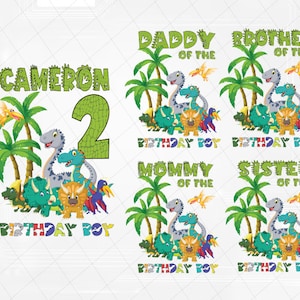 Aniversário de dinossauro personalizado em PNG, Aniversário de dinossauro personalizado em PNG, Festa temática de dinossauro, Família de dinossauros combinando em PNG, Download digital
