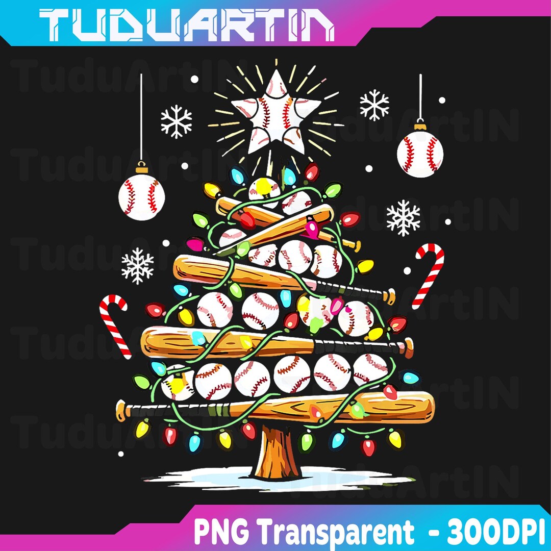 Baseball Christmas Tree Lights Png, Baseball Christmas Tree Png ...