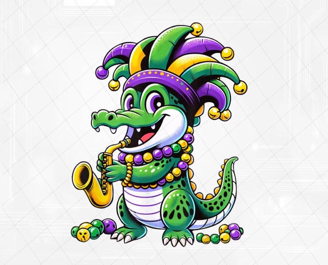 December Diamonds Ornamento In Vetro Appendere - Tema Mardi Gras Con Jester Alligator, 15 Cm