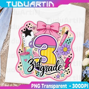 Cute Preppy 3rd Grade Coquette First Day of School Png, Happy Back To School Png, Third Grade PNG, Preppy Back to School, Instant Download