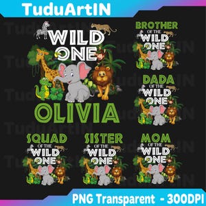 Personalized NameWild One Birthday Boy, Wild One Family Matching Png, Wild One Safari Birthday Png, Birthday Safari Jungle Animal