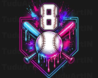 Baseball Drip 8th Birthday Home Plate Boys Youth 8 Year Old Png, Baseball Drip Png, Baseball Birthday Png, 8th Birthday, Instant Download