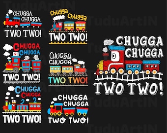 Bundle 2nd Birthday Boy Chugga Chugga Two Two Train Toddler Funny Png, Chugga Chugga Two Two Png, Train Birthday Png, Instant Download