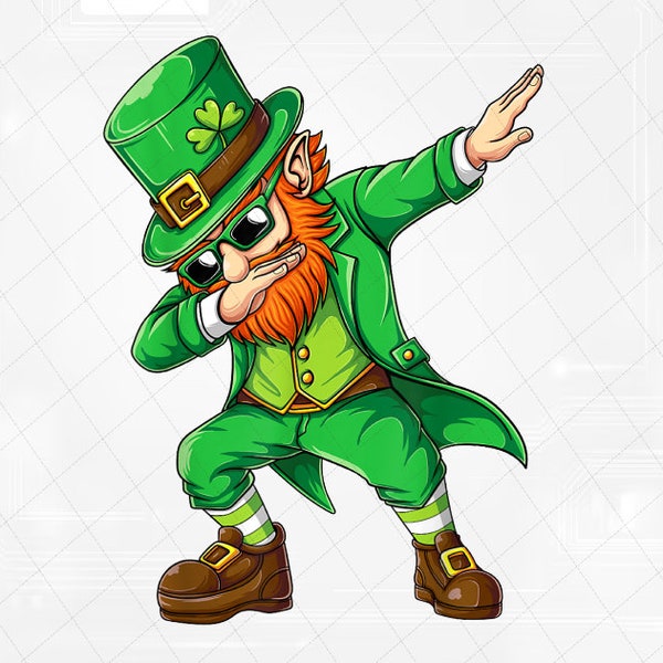 PNG ONLY Dabbing Leprechaun Funny St Patricks Day Png, Leprechaun Glasses Shamrock Png, Patrick's Day Png, Digital Download